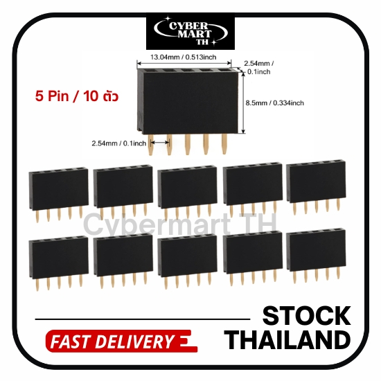 Pin Header 2.54mm Female (5 Pin) (10 ตัว) พร้อมส่ง