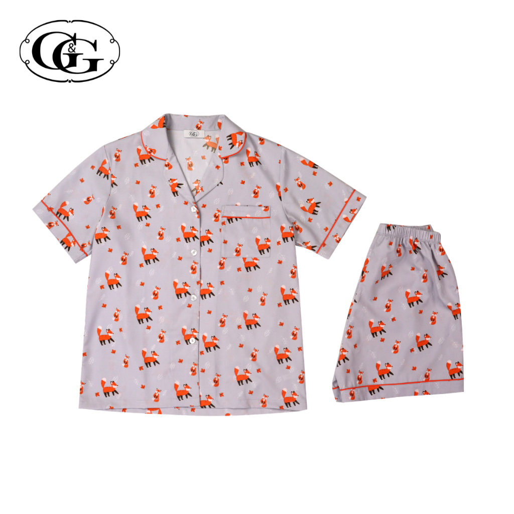 G&G ชุดนอน เสื้อแขนสั้นคอปก กางเกงขาสั้น ผ้าโพลีเอสเตอร์ Little Foxy Collection EN1P012