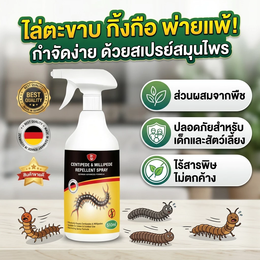 ตะขาบไปให้พ้น! DX สเปรย์กำจัดตะขาบ กิ้งกือ ฉีดพ่นโดยตรง ไม่ต้องเจือจาง กำจัดได้ทันที ปกป้องยาวนาน 500ml