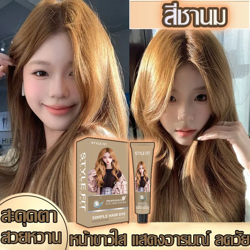 สีย้อมผม ยาย้อมผม STYLE FIT ครีมมย้อผมสีชานม สีย้อมผม สีฮิตขายดี ไม่ระคายเคืองหนังศีรษะ สารบริสุทธิ์จากพืชธรรมชาติ