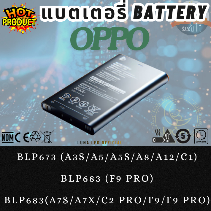 Battery แบตเตอรรี่สำหรับ Oppo ออปโป้ รุ่น BLP673(A3S/A5/A5S/A8/A12/C1),BLP683(F9 PRO),BLP683(A7S/A7X