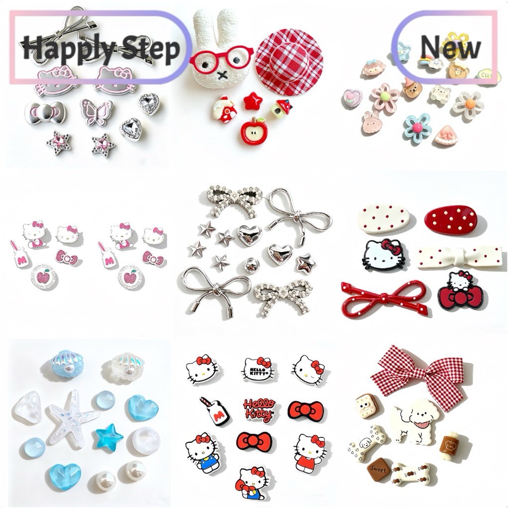 happy stepร้านไทยจำหน่ายเป็นเช็ต *เฉพาะตัวติดรองเท้า,มาพร้อมกับความสดใส,แฟชั่น,แต่งรองเท้า,พร้อมส่งจากไทย,มาแรง