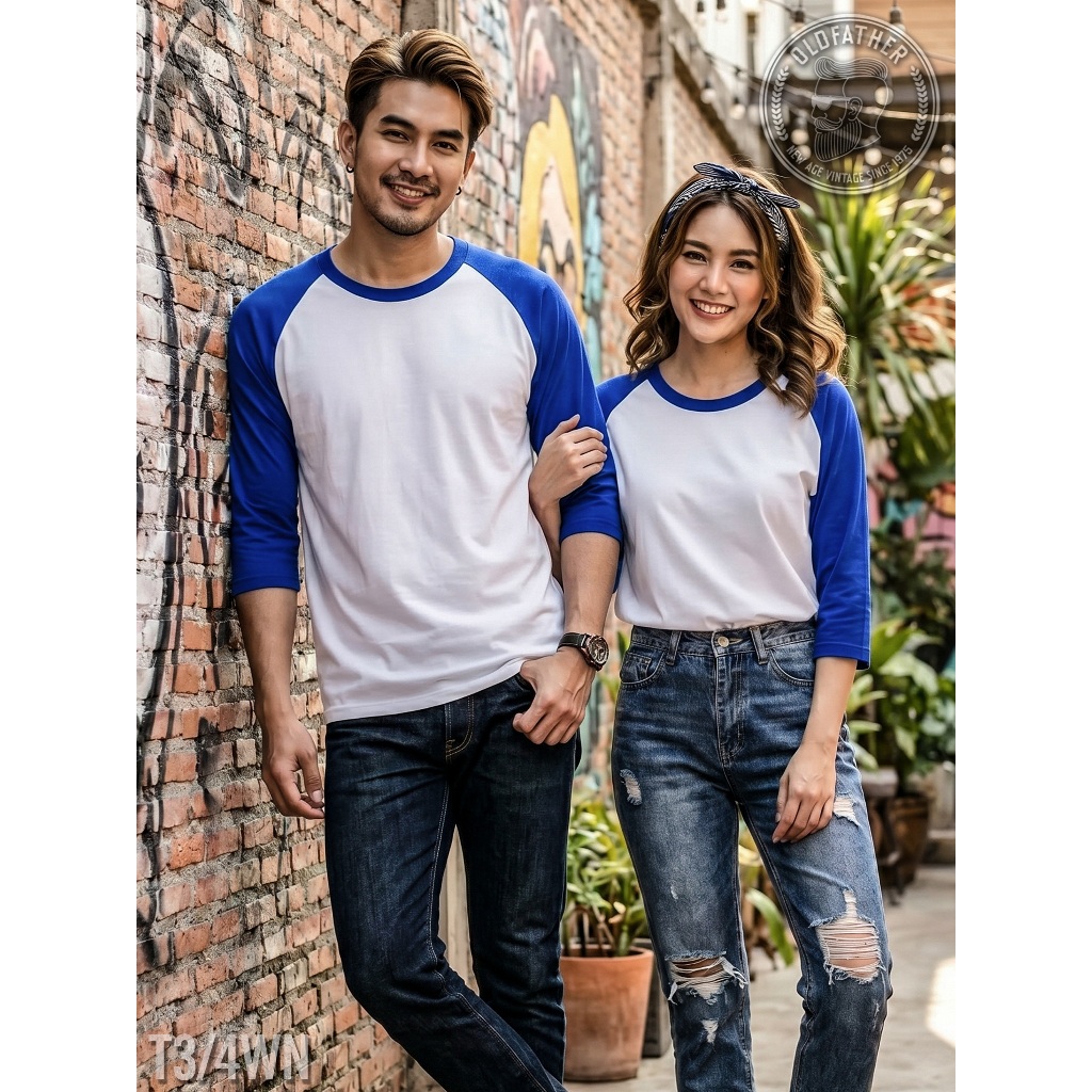 เสื้อแขนสามส่วนวินเทจหลากหลายสี 1 ( รหัสสินค้า T 3/4 )