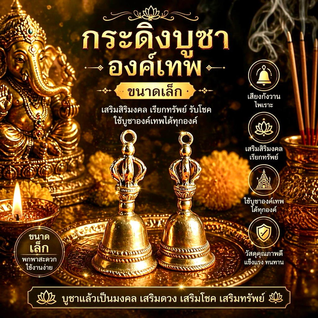 [ส่งด่วน] กระดิ่งขอพร ทองเหลืองงานนำเข้าจากอินเดีย เสียงใสไพเราะ
