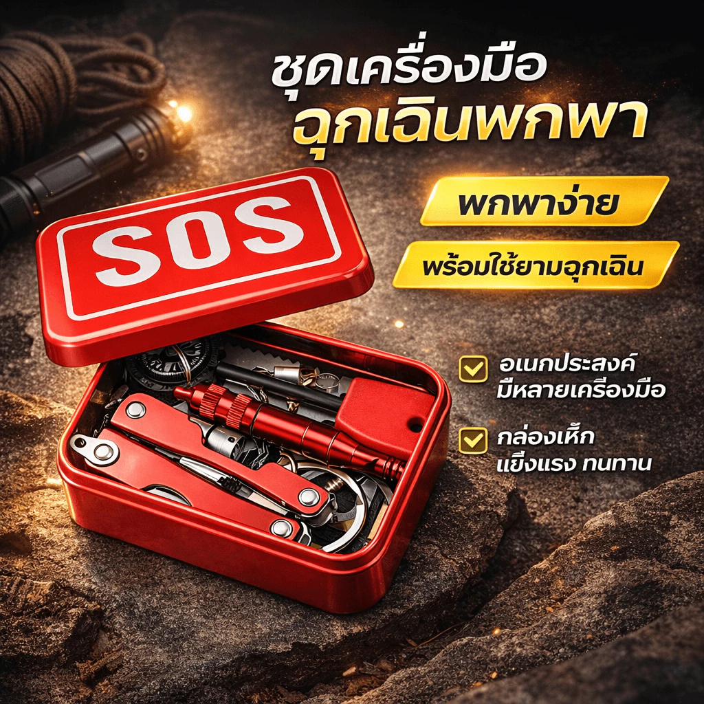 ชุดเอาตัวรอดฉุกเฉิน Outdoor Survival Kit อุปกรณ์แคมป์ปิ้ง เดินป่า