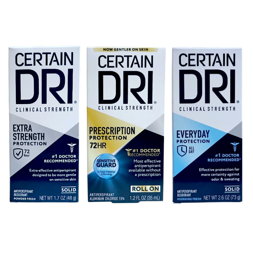 Certain Dri แท้อเมริกา โรลออลระงับกลิ่นกาย ระงับเหงื่อ สูตรที่แพทย์แนะนำ มีแบบ A.M และ P.M. ทาเช้าและก่อนนอน