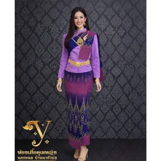 ชุดนางรำอีสาน เสื้อไหมหม่อน+สไบ+ผ้าถุพิมพ์ลายสไลค์สีลายต้นสนงานสวยตัดเย็บละเอียดมากค่ะ