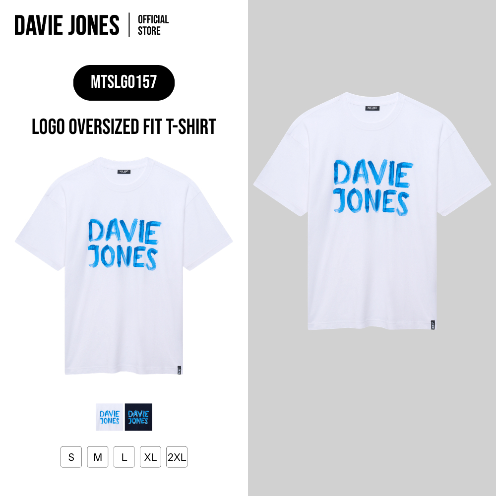 DAVIE JONES [BE FEARLESS] เสื้อยืดผู้ชาย Logo Oversized Fit T-Shirt สีขาว กรม LG0157