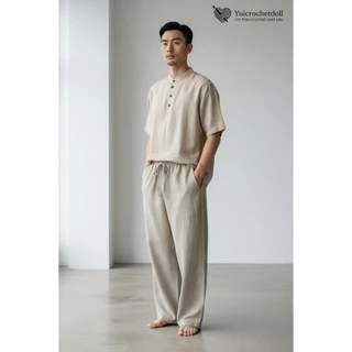 Simple pants กางเกงผ้าฝ้ายขายาว ทรงหลวม Minimal Style เอวยืดมีเชือกผูก ใส่สบายๆเป็น Everyday Look ไปคาเฟ่,เที่ยวทะเล