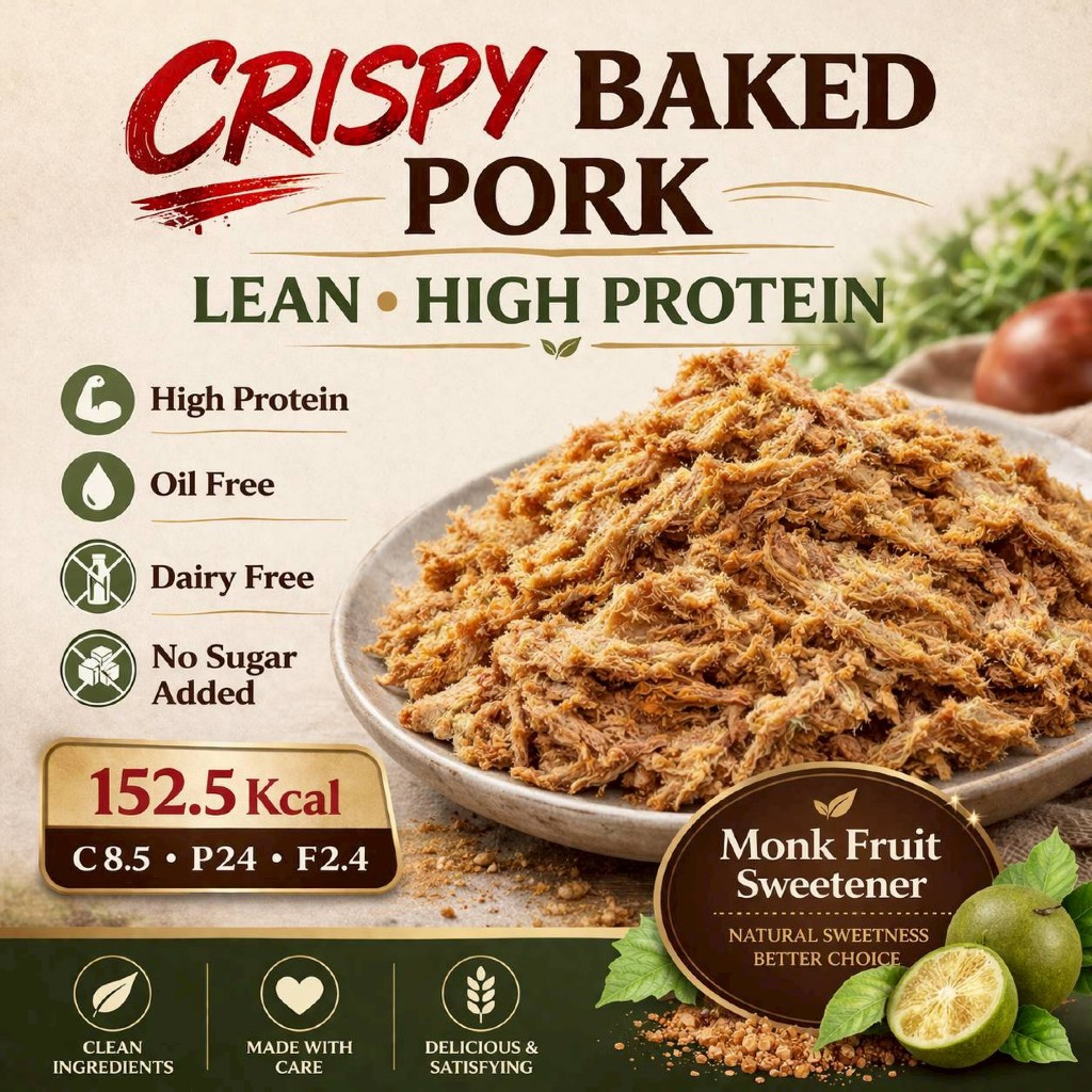 หมูทุบอบกรอบ​คีโต​-Fitfin​ โปรตีนสูง ไร้น้ำมัน​ ไร้น้ำตาล