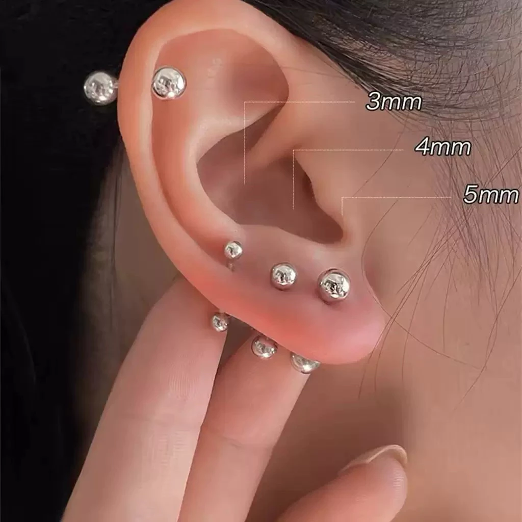 จิวสแตนเลส​ รุ่นเบสิค หนา 0.8,1.2,ยาว 6,8,10 mm ไม่แพ้สีไม่ลอก(ราคาต่อ 1 ข้าง)​