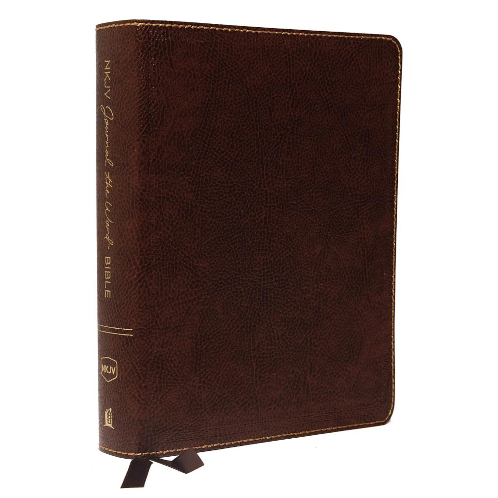 NKJV, Journal the Word Bible, Large Print, Bonded Leather, Brown, Red Letter Edition