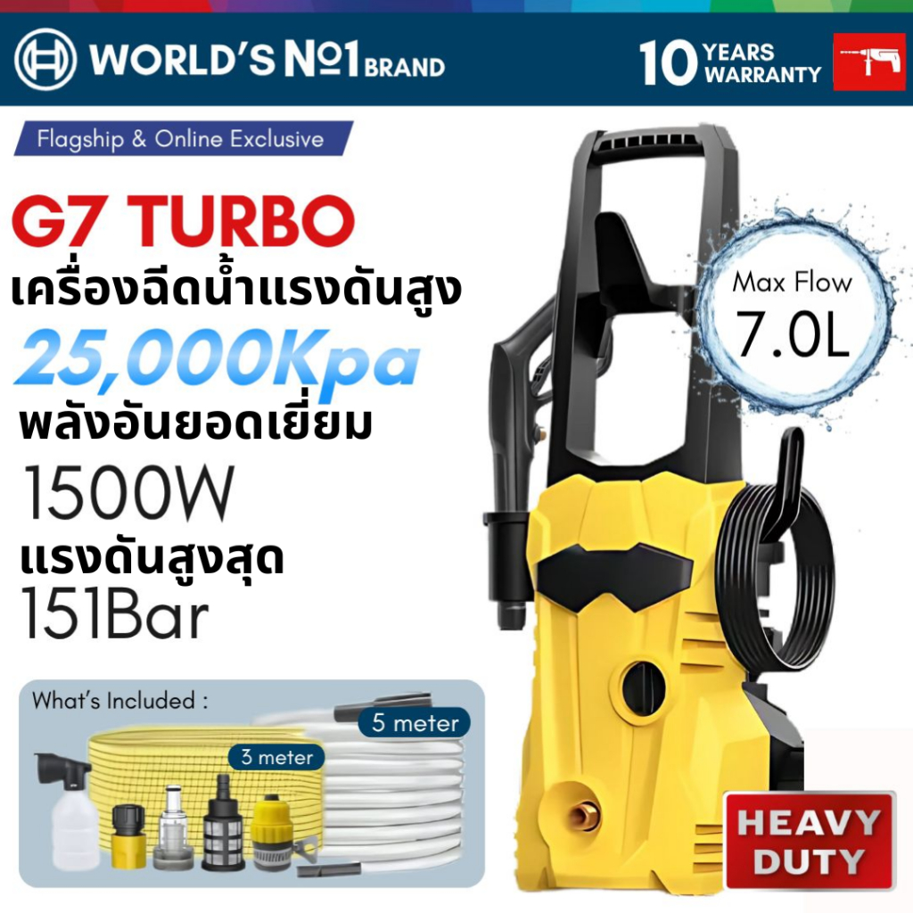[มีบริการเก็บเงินปลายทาง] BOSCH G7 / G8 TURBO เครื่องฉีดน้ำแรงดันสูง | ล้างรถแรงดันสูง 150-180Bar เครื่องฉีดน้ำพกพา พร้อ ราคา ถูกที่สุด ดีลบีเคเค แกลเลอรีภาพที่ 2