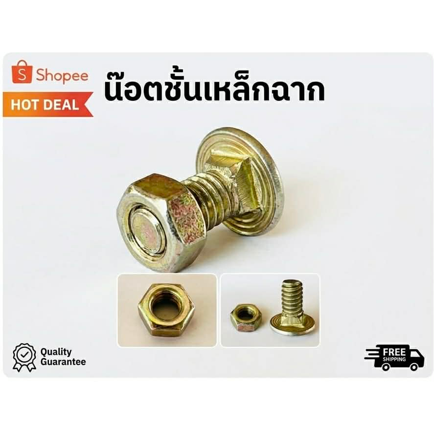 (50 ชุด) น็อตชั้นเหล็กฉาก น็อตฉาก ฉากรู น็อตประกอบชั้นวาง น็อตตัวผู้ + น็อตตัวเมีย