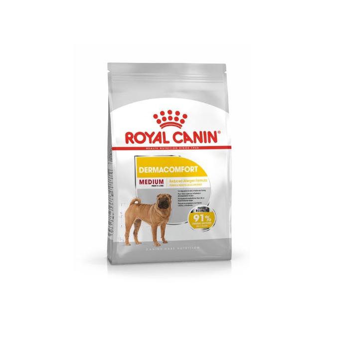 Royal Canin Medium Dermacomfort   ขนาด 3 kg  อาหารสำหรับสุนัขพันธุ์กลางผิวแพ้ง่าย อายุ1ปีขึ้นไป