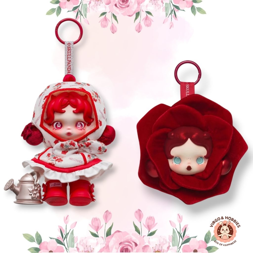🌹พร้อมส่งจากไทย🌹พวงกุญแจ Skullpanda กุหลาบ สุดลิมิเต็ด SKULLPANDA Amid Flowers Plush Doll Pendant 💯🌹