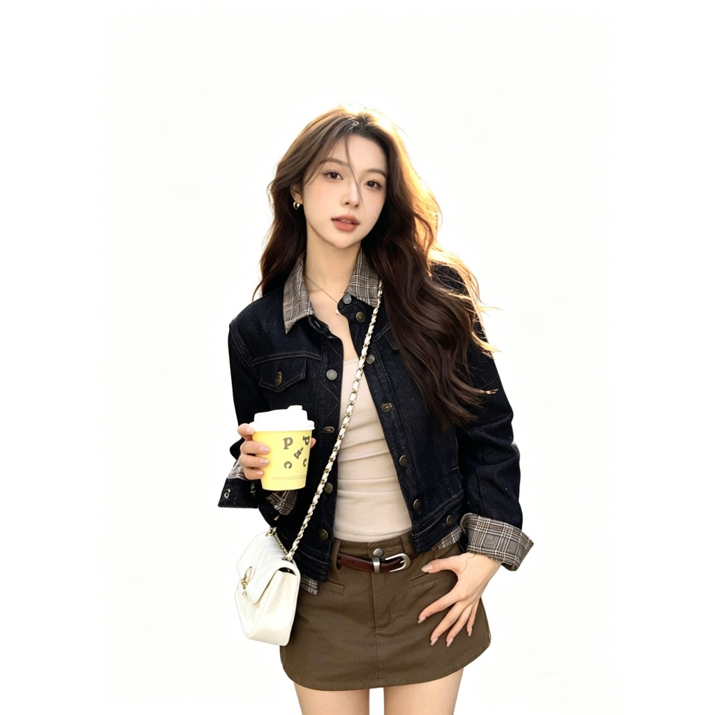 Retro สีน้ำตาลเสื้อทำงานผู้หญิงใหม่หลวมๆเสื้อลำลองด้านบน