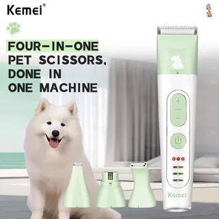 เครื่องตัดขนสัตว์เลี้ยง 4‑in‑1 Kemei KM‑CW2105 ชาร์จ USB เงียบเบา เปลี่ยนหัวได้ เหมาะแมวหมา คุ้มค่า