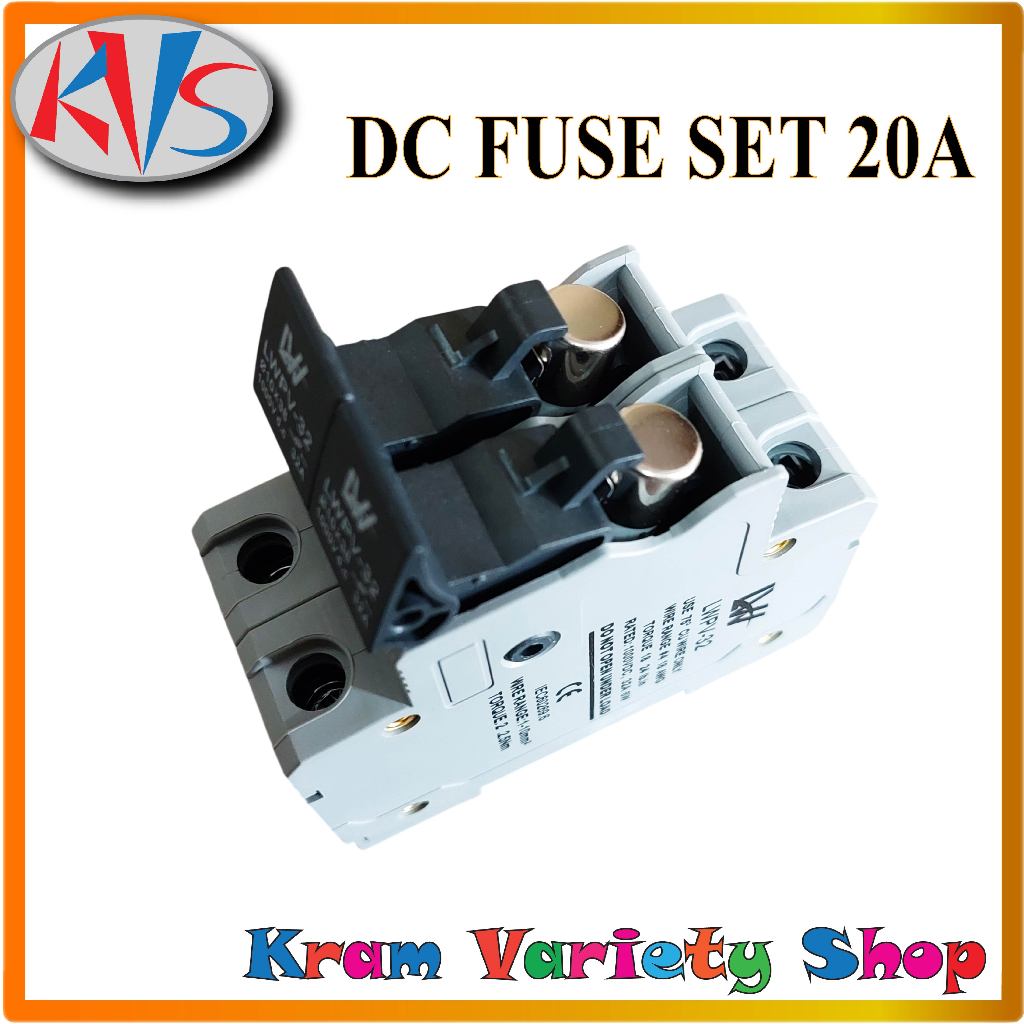ชุดฟิวส์DC แบบ2 ขั้ว Fuse Set DC 2P 20A 1000V ฟิวส์ขนาด10*38 2 ตัวพร้อมกล่องใส่ฟิวส์ตามรูป ครบชุดพร้