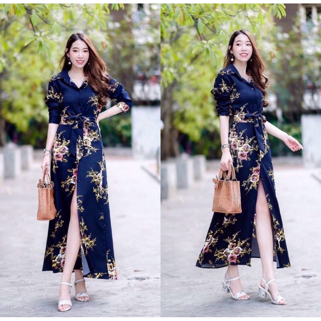 เดรสยาวพิมพ์ลาย ใส่เที่ยว