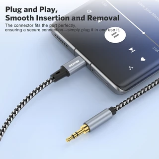 MEEGOO สายแปลงเสียง Type-C เป็น 3.5mm 1m/2m สายถักไนล่อนทนทาน ไม่มีเสียงรบกวน ใช้กับลำโพง/รถยนต์ได้