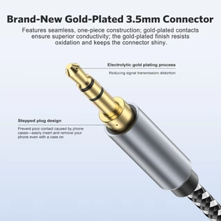 MEEGOO สายแปลงเสียง Type-C เป็น 3.5mm 1m/2m สายถักไนล่อนทนทาน ไม่มีเสียงรบกวน ใช้กับลำโพง/รถยนต์ได้
