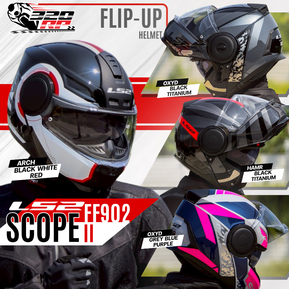 หมวกกันน็อคยกคาง LS2 รุ่น FF902 SCOPE 6 สี ลายใหม่ ส่งไว !! 320SP ราชพฤกษ์