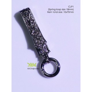 CLP1Whitebrass Amulets clip size 10x68mm แหนบพระ ไวท์บราส มีสปริงกว้างประมาณ 18mm