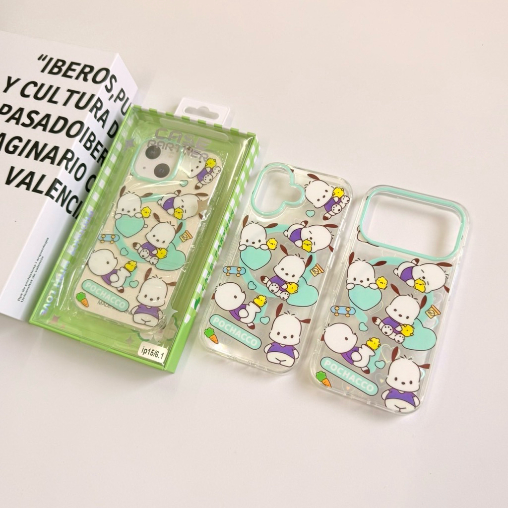 CaseIP17promax เคสใสPochacco รองรับแม่เหล็กชาร์จ สำหรับรุ่นS26U S25U S24U IP15 16PM IP17/pro