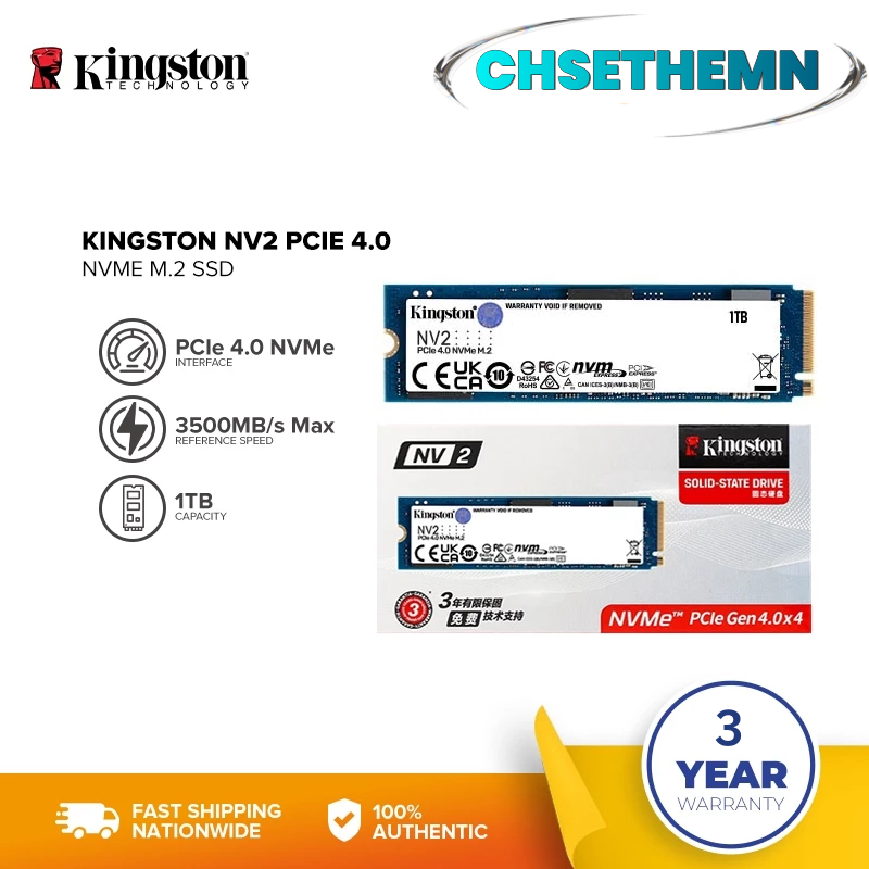 Kingston SSD NV2 M.2 Nvme PCIe 4.0 2280 สำหรับแล็ปท็อปเดสก์ท็อปพีซ 1TB 2TB Solid State Drive