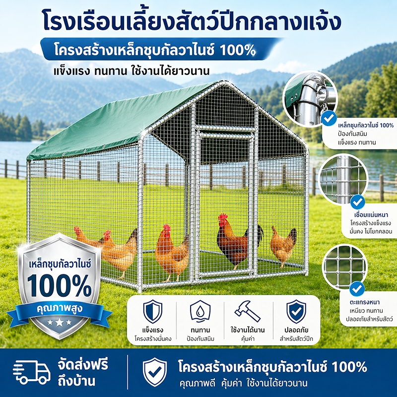 🔥การเลี้ยงไก่กลางแจ้ง🔥โรงเรือนไก่กันฝน โรงเรือนไก่ขนาดใหญ่ โรงเรือนไก่กลางแจ้งขนาดใหญ่ โรงเรือนไก่หลากหลายขนาด