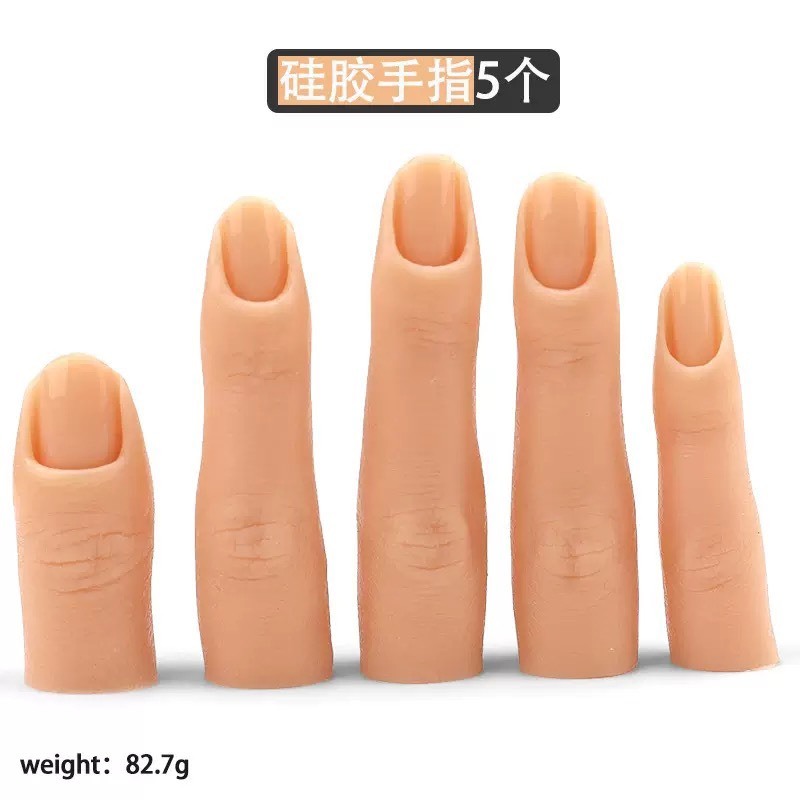 นิ้วซิลิโคนสำหรับฝึกทำเล็บ (Silicone Practice Fingers) แบบเป็นชุด 5 นิ้ว