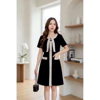 [พร้อมส่ง] Ronda dress เดรสทูโทนแต่งเสื้อครอปกระเป๋าหน้า ป้าย VERA ชุดไปงานแต่ง ชุดไปคาเฟ่ by Lamoon apparel