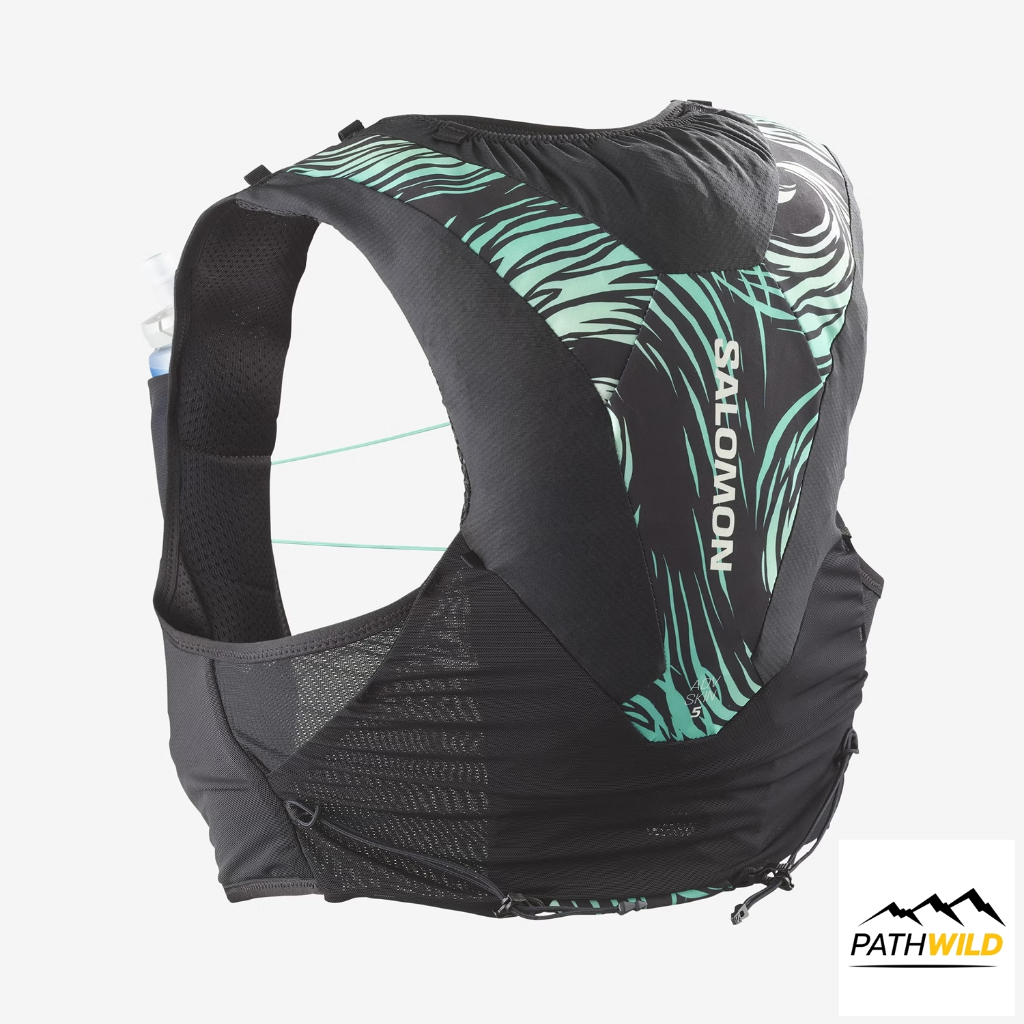 SALOMON ADV SKIN 5 TSAIGU SET เป้น้ำสำหรับวิ่งเทรล ความจุ 5 ลิตร แนบกระชับ ระบายอากาศดี เหมาะกับวิ่งเทรลระยะสั้น