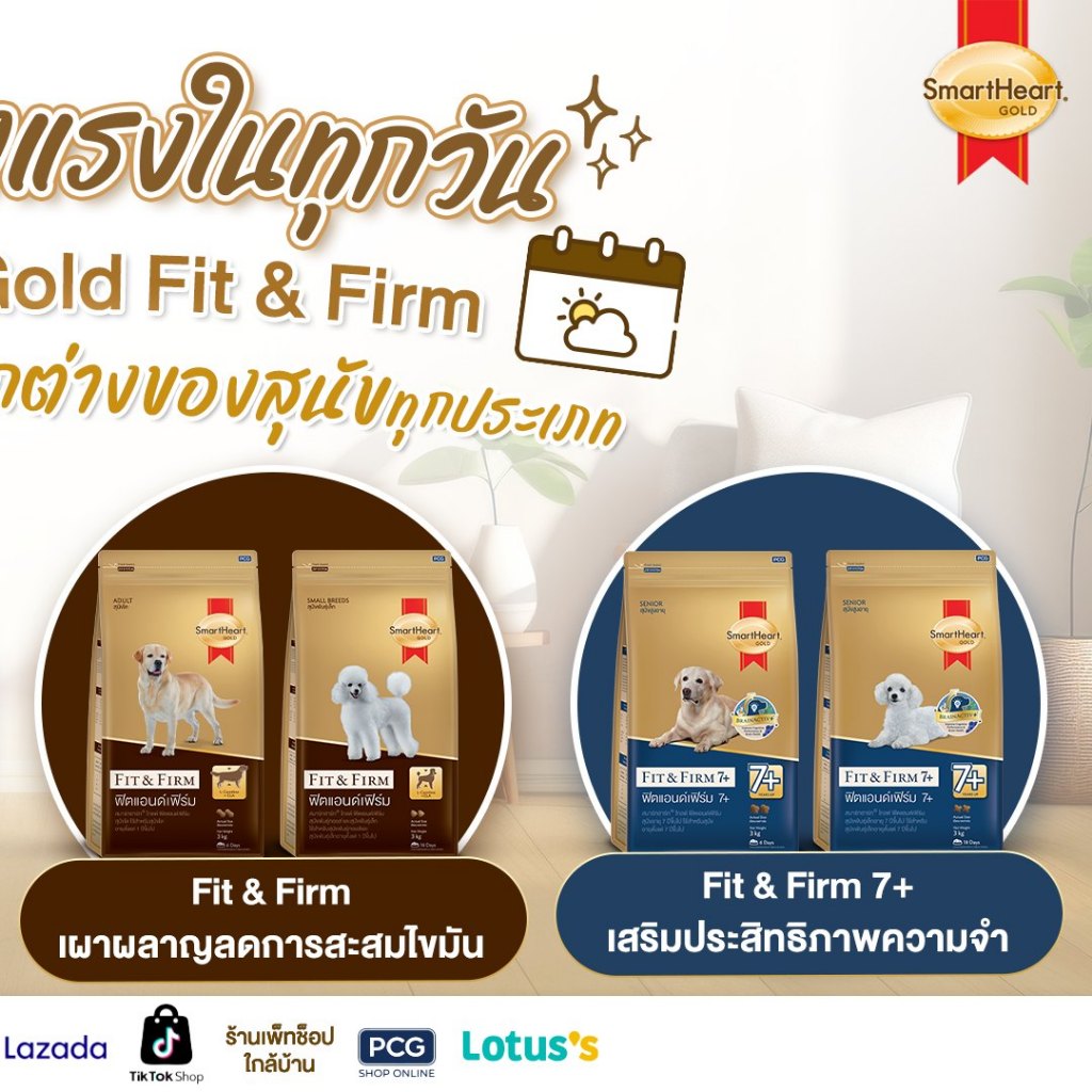 สมาร์ทฮาร์ท โกลด์ ฟิตแอนด์เฟิร์ม อาหารสุนัขโตชนิดเม็