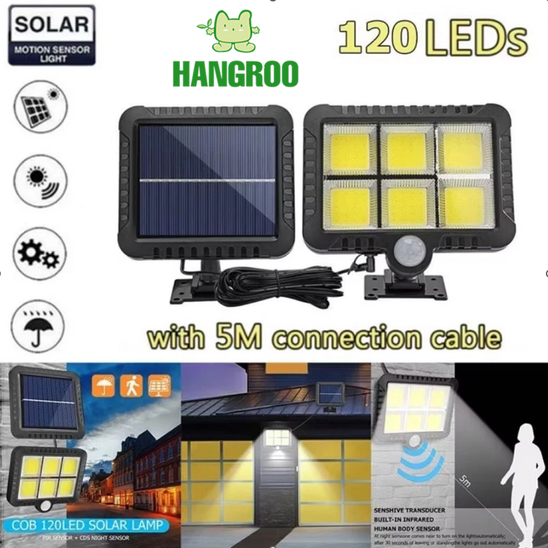 ไฟโซล่าเซลล์ 120 COB LED ไฟติดผนัง กันน้ำ Solar wall light