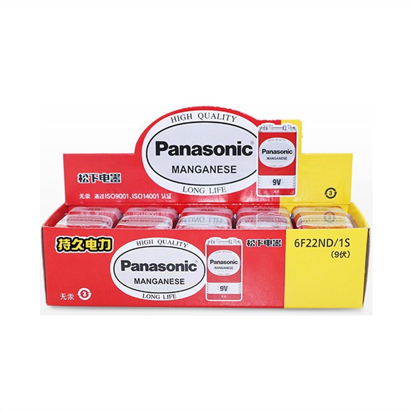 แบตเตอรี่ Panasonic Battery 9V ถ่าน 9V ไฟแรงดี ถ่านแดง 6F22ND Manganese Battery