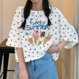 เสื้อครอปผู้หญิงสาวอวบน่ารัก oversize เสื้อผ้าคนอ้วนไซส์ใหญ่ 40-90กิโลกรัมสวยๆ เสื้อยืดแขนสั้นผู้หญิงแฟชั่นฤดูร้อนมาใหม่