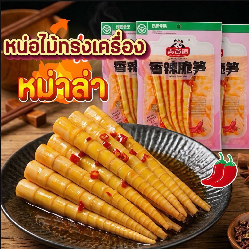 หน่อไม้รสหม่าล่า กรอบสะใจ สายเผ็ดสายหม่าล่าต้องลอง ขนาด 60 กรัมกะทัดรัดพกพาสะดวกสุดๆ