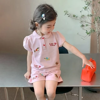 PRINCESS KESLI ชุดเซทเด็กฤดูร้อน 2ชิ้น ลำลอง แฟชั่นเกาหลี เสื้อยืดลำลองกางเกงขาสั้น