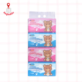 kuma(แพ็คเดียว) 1 แพค 4 ห่อ คุมะ230 Extra x3 กระดาษทิชชู่เช็ดหน้าคุมะ 459 แผ่น หนา 3 ชั้น กระดาษชำระ