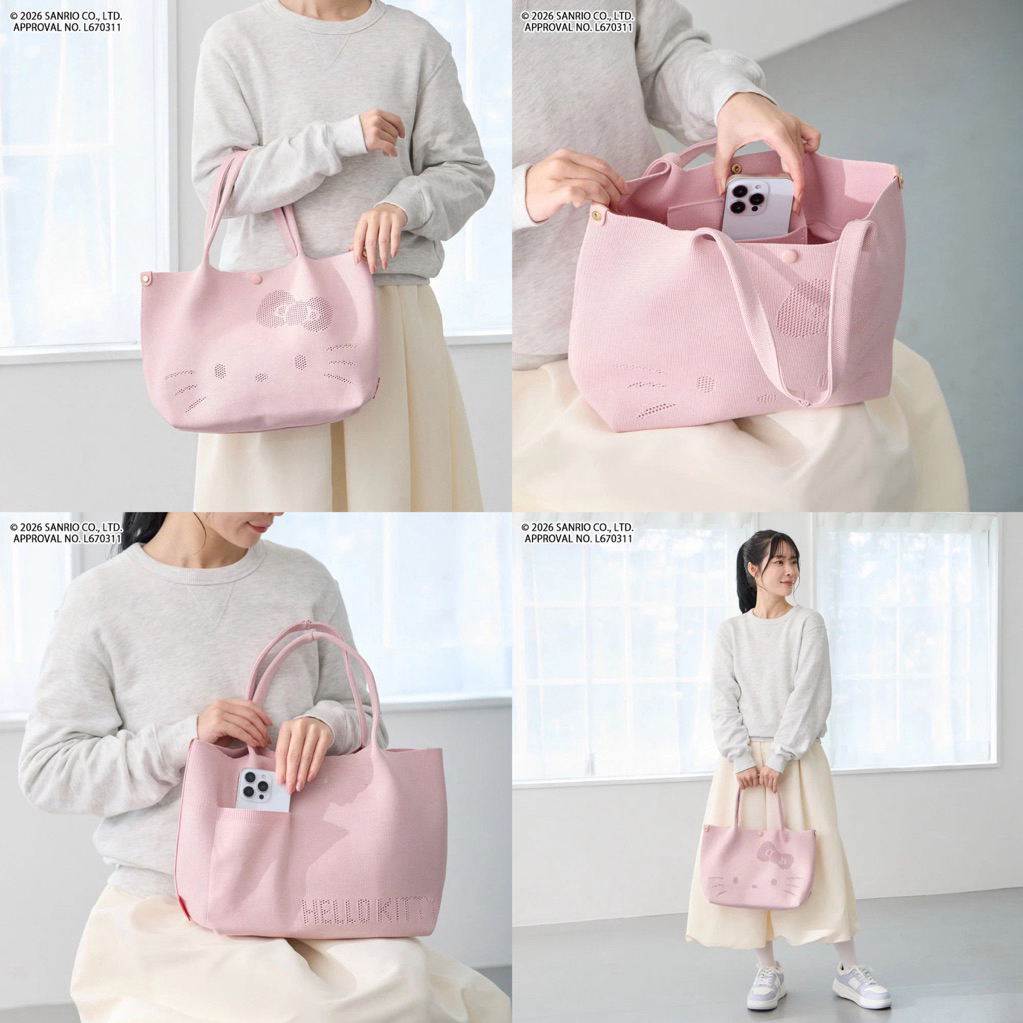 พร้อมส่ง ของแท้ ใช้โค้ดลดได้ rootote hello kitty tote bag kitty กระเป๋าสะพายคิตตี้ กระเป๋าคิตตี้ kitty tote bag japan