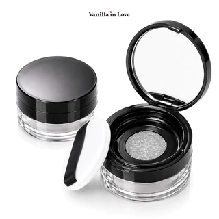 BA09 ตลับแป้งฝุ่นเปล่า สีดำ ตาข่ายกระจายแป้ง พร้อมพัฟแต่งหน้า Empty powder box ขนาด 20 กรัม