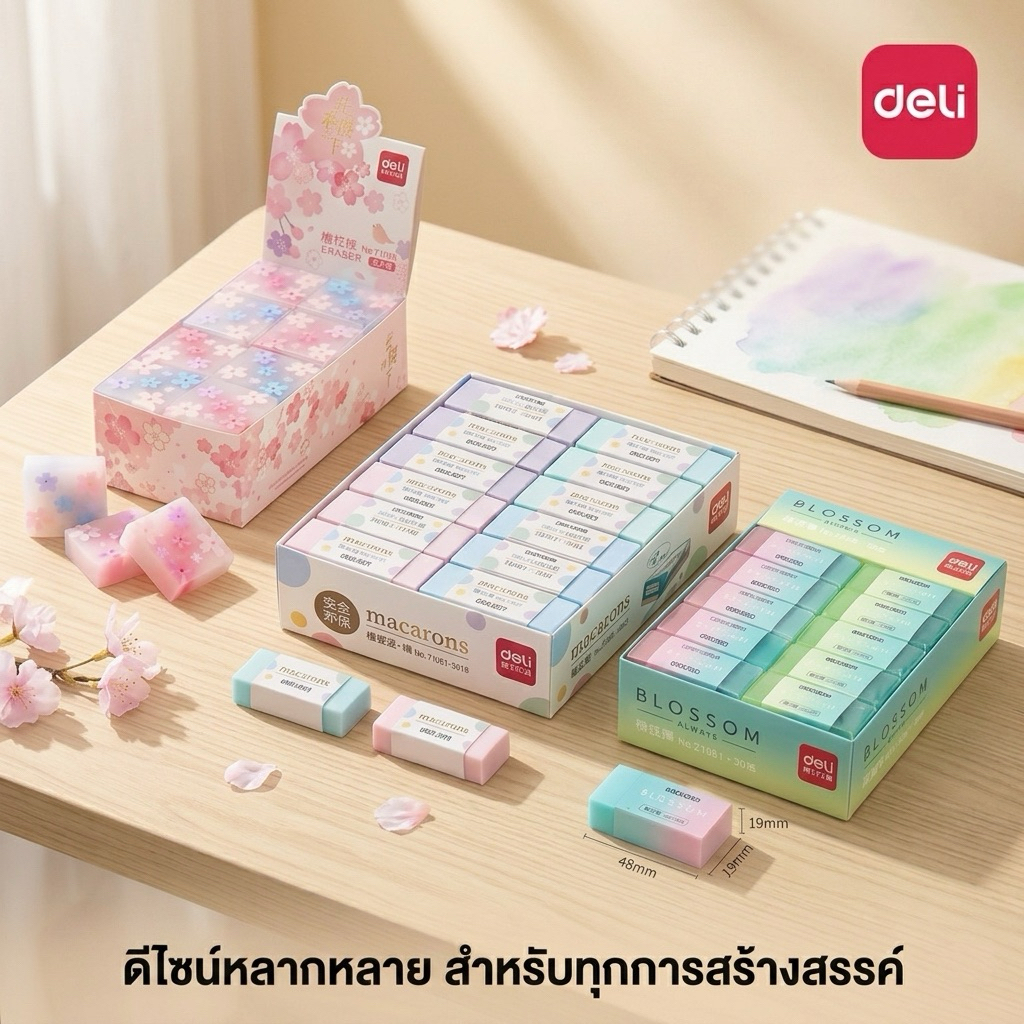 🏡 บ้าน2เอ พร้อมส่ง ยางลบ Deli เนื้อนุ่ม ลบง่าย ลบสะอาด