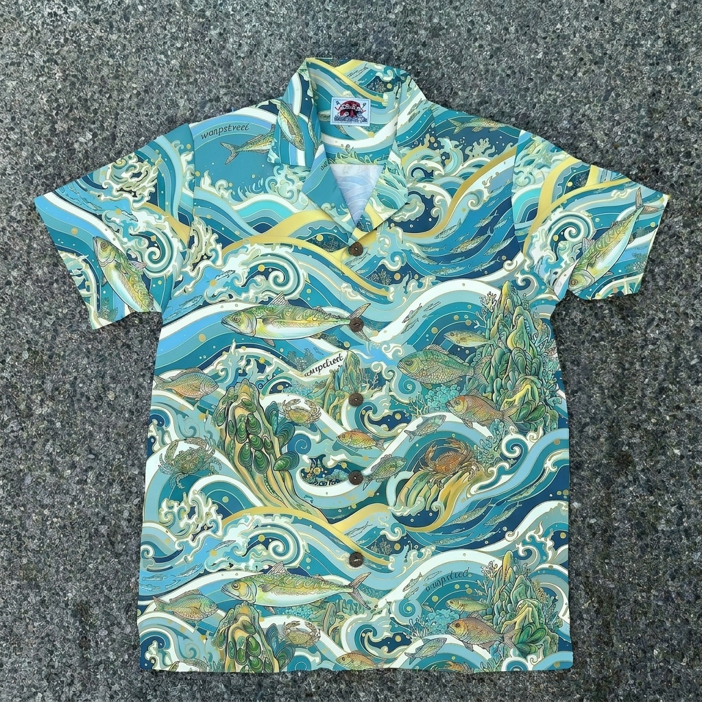 Warpstreet เสื้อฮาวาย ลายThe Great Kanok Wave