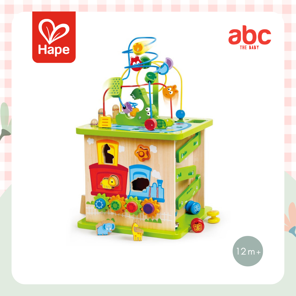 Hape ของเล่นไม้ ลูกบาศก์สัตว์ป่า Wild Safari Adventure Center ของเล่นเสริมพัฒนาการ 1 ขวบ ขึ้นไป