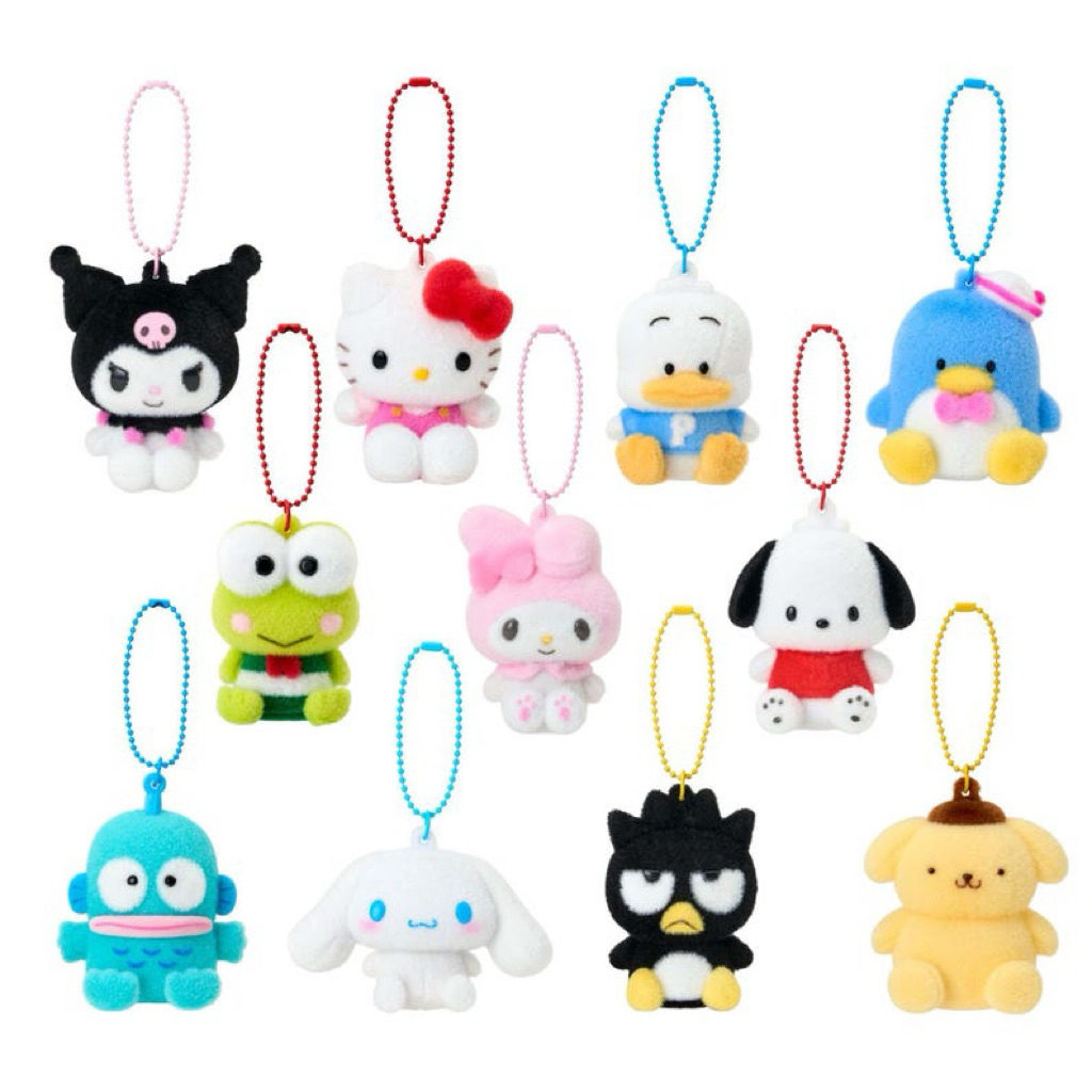 พวงกุญแจมาสคอตซานริโอ้ ฟิกเกอร์ขนกำมะหยี่ Sanrio Flocked Figure (พร้อมส่งในไทย 🇹🇭)