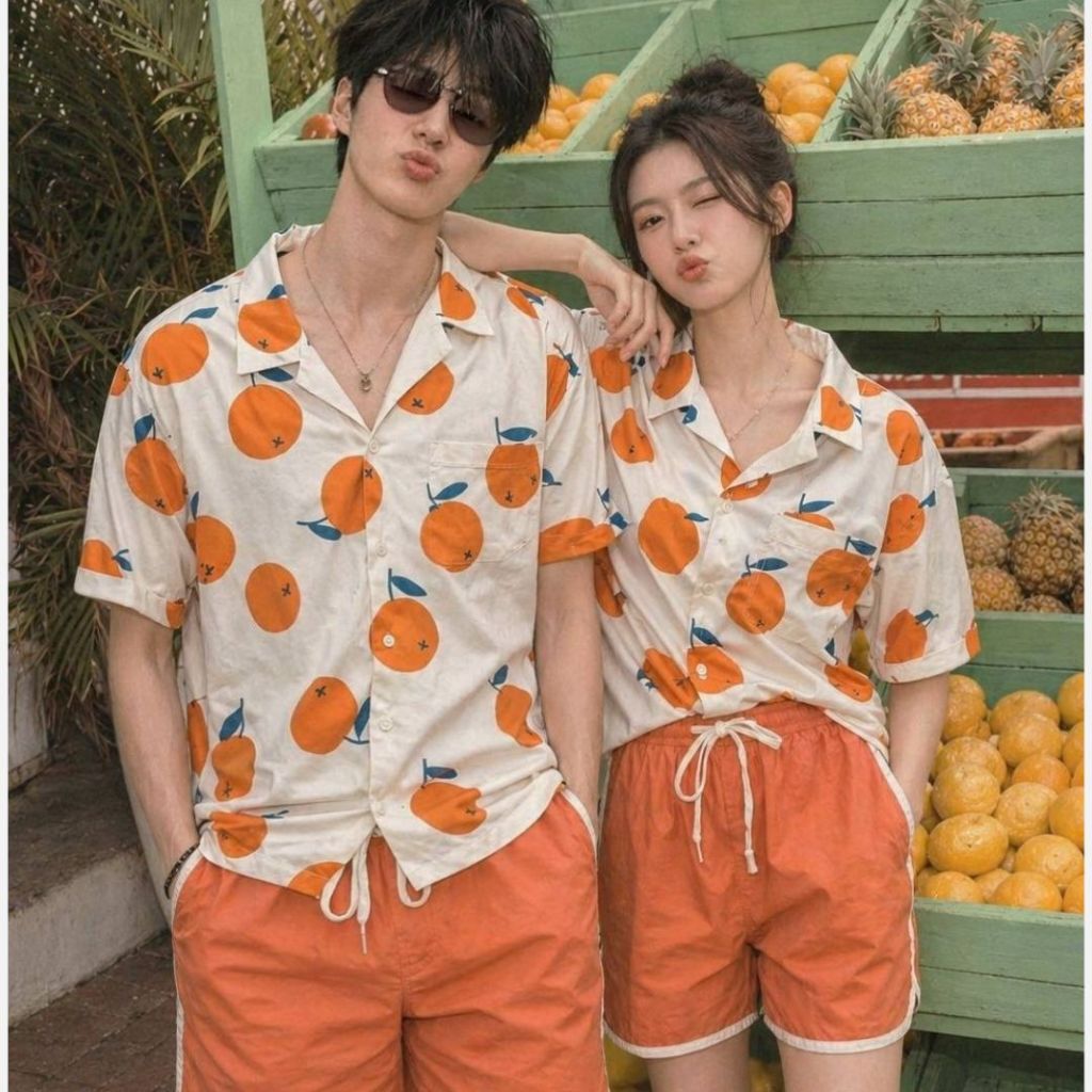 11.WOLF Prime Orange Hawaii Shirt เสื้อเชิ๊ตแขนสั้นต่อลาย เสื้อเชิ้ต เสื้อฮาวาย เสื้อเชิ้ตฮาวาย ลายไพรม์ออเรนจ์/ H374