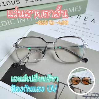 YOUREYESHOP แว่นสายตาสั้นทรงเหลี่ยม เลนส์ออโต้ออกแดดเปลี่ยนสีชา รุ่น 2001B