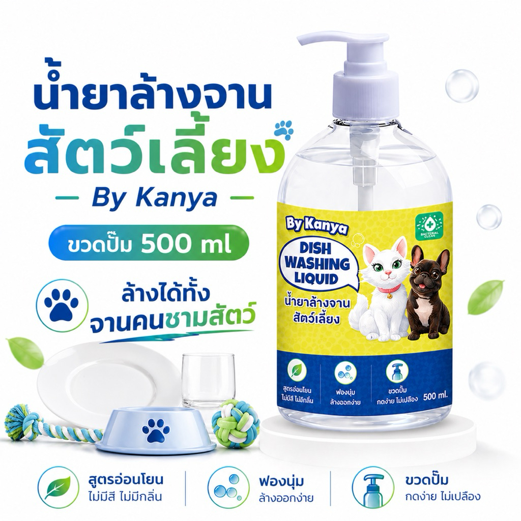 Kanya น้ำยาล้างจานสัตว์  ขวดปั๊ม 500ml